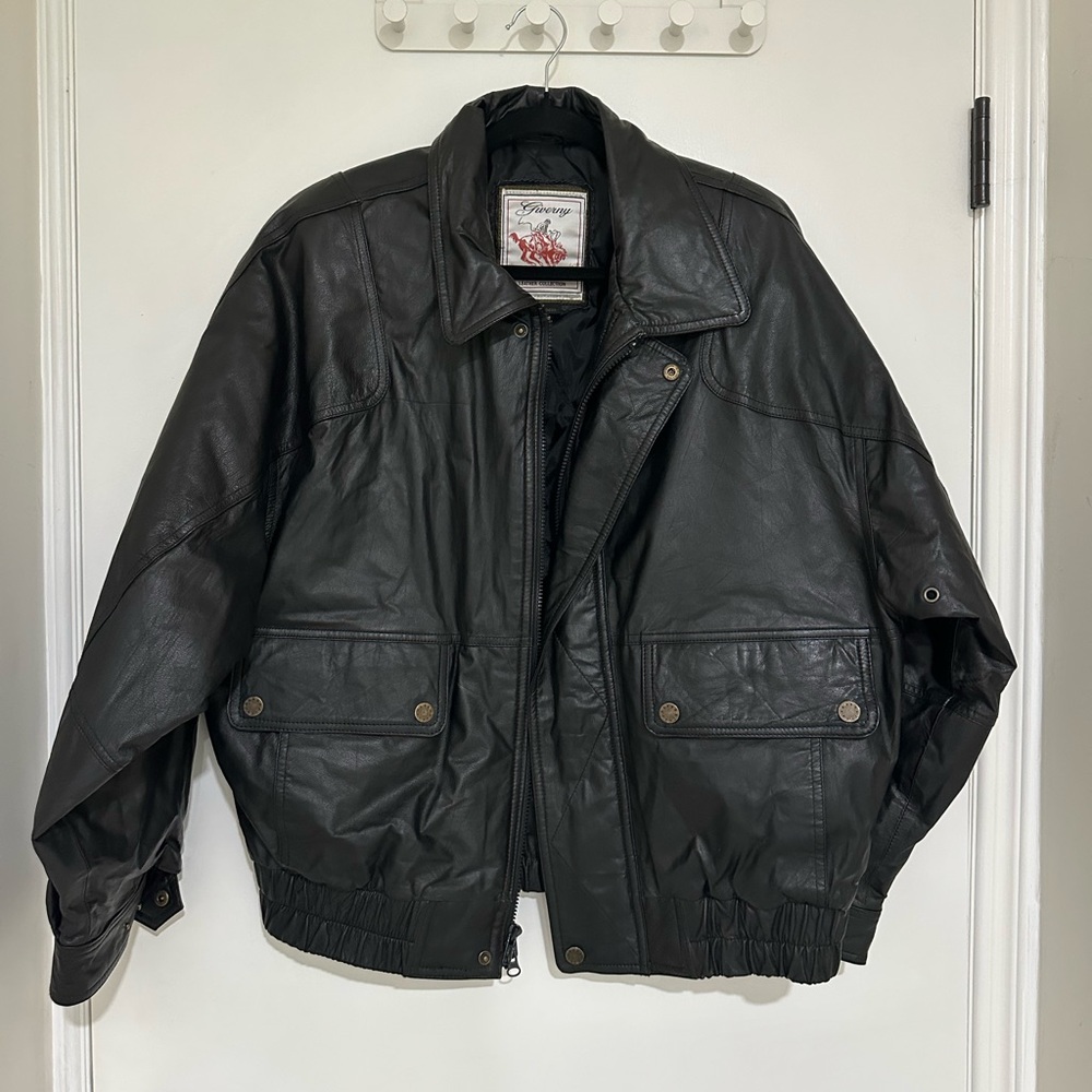 🔥🔥 Classic Vintage Black Bomber Leather Jacket !! 🔥🔥